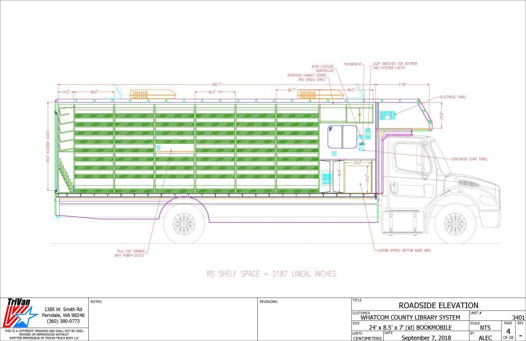 Bookmobile Road Side Elevation drawing