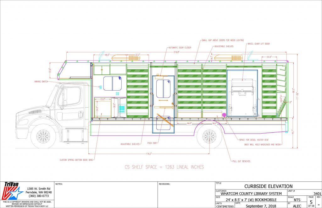 Bookmobile Curb Side Elevation drawing