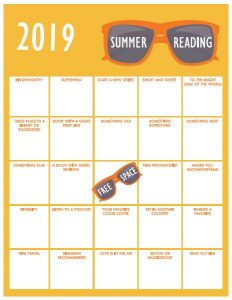 Adult version Summer Reading Bingo Card 2019