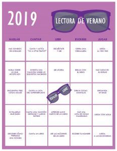 Spanish Early Readers version Summer Reading Bingo Card 2019