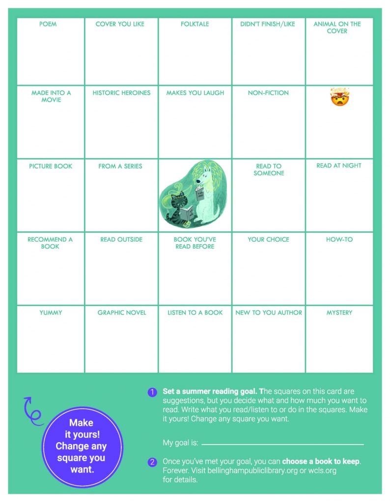 2020 summer reading bingo card for kids