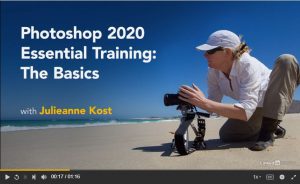 screenshot of lynda.com class: Photoshop 2020 Essential training. The basics.