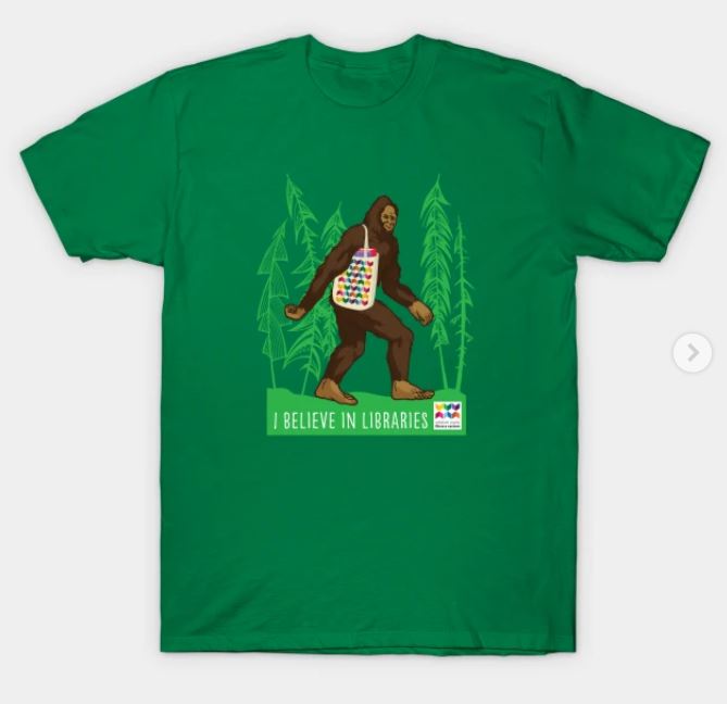 image of green tee shirt with sasquatch image
