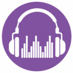 image of headphones in purple circle