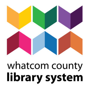 Whatcom County Library System logo features brightly colored chevrons