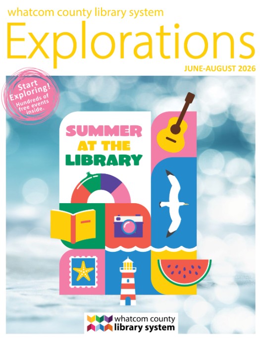 Explorations magazine cover. June through Augusst 2026. Summer at the Library. Start Exploring. Hundreds of free events inside.