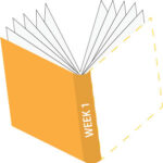cartoon book with yellow cover, Week 1