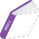 cartoon book with purple cover, Week 2